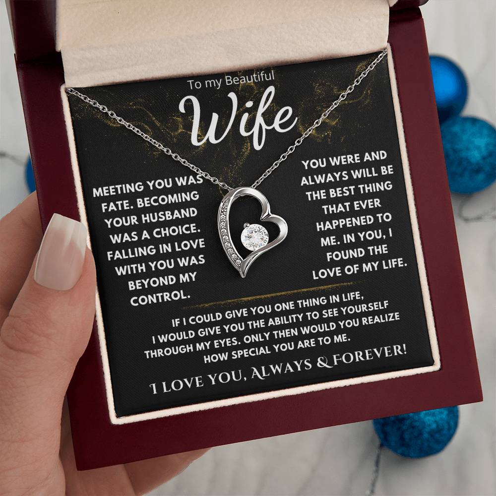 To My Beautiful Wife "Meeting You Was Fate" Necklace